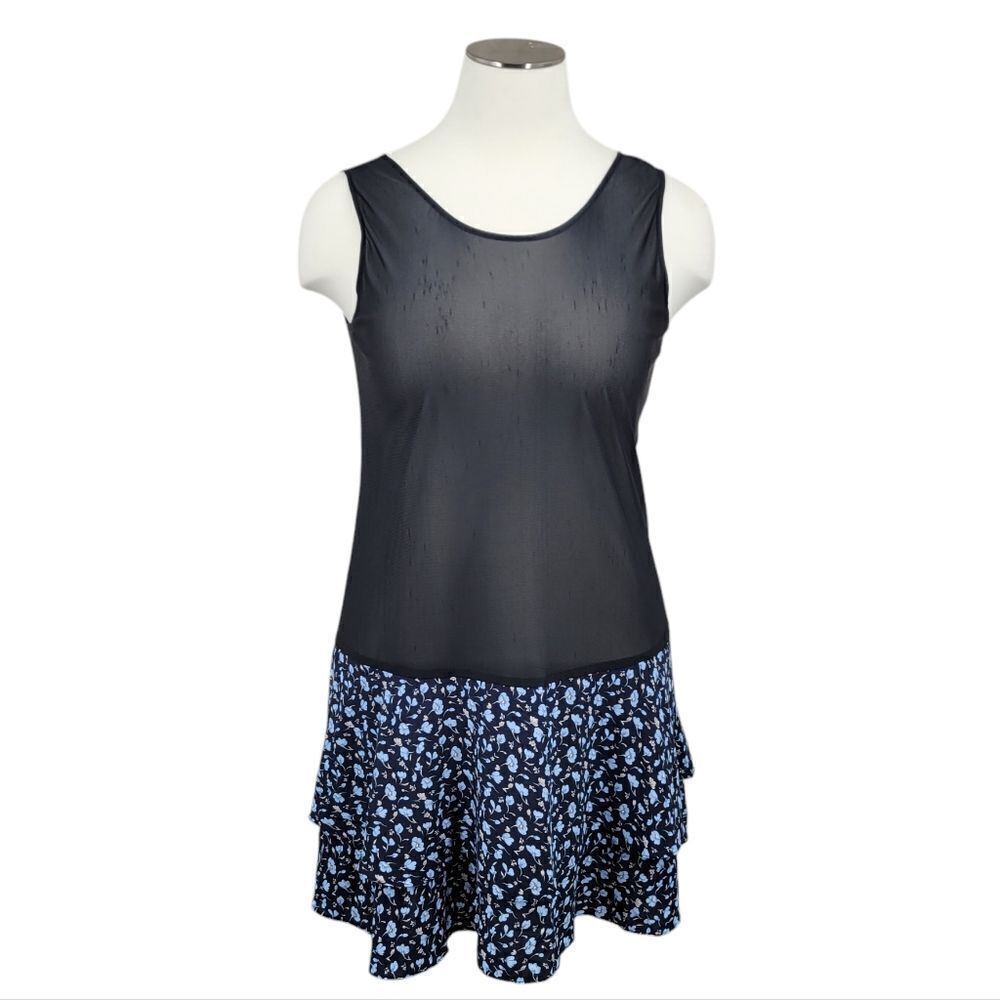Expose Vintage Blue Ditsy Floral Skirt with attached Cami Women's Plus Size 18